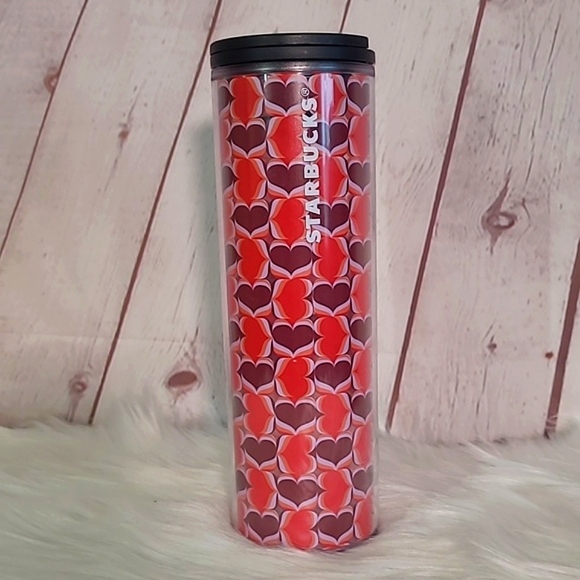 🆕️NWT 2019 Starbucks 16oz Valentines Day Heart Pink Red Travel Insulated Cup - Picture 2 of 13